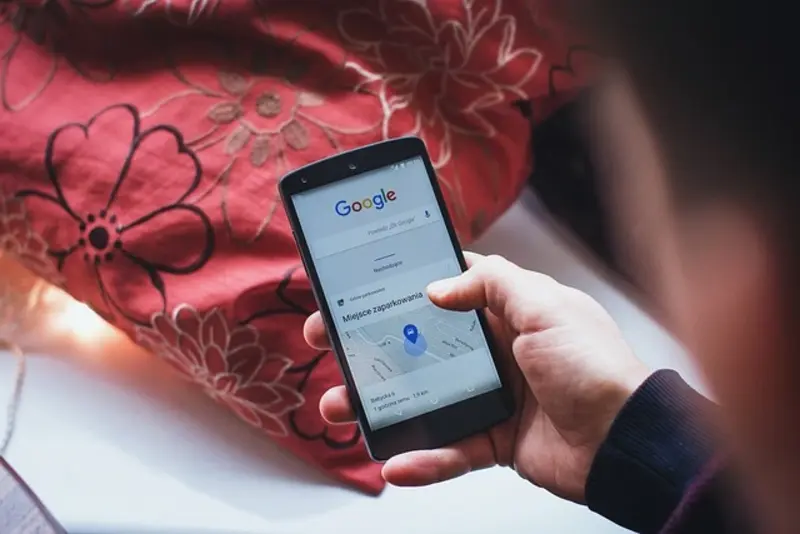 Man checking distance on Google