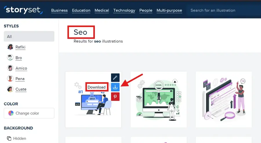 Storyset searched for SEO