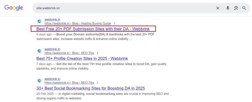 Website Title in Google Search Result
