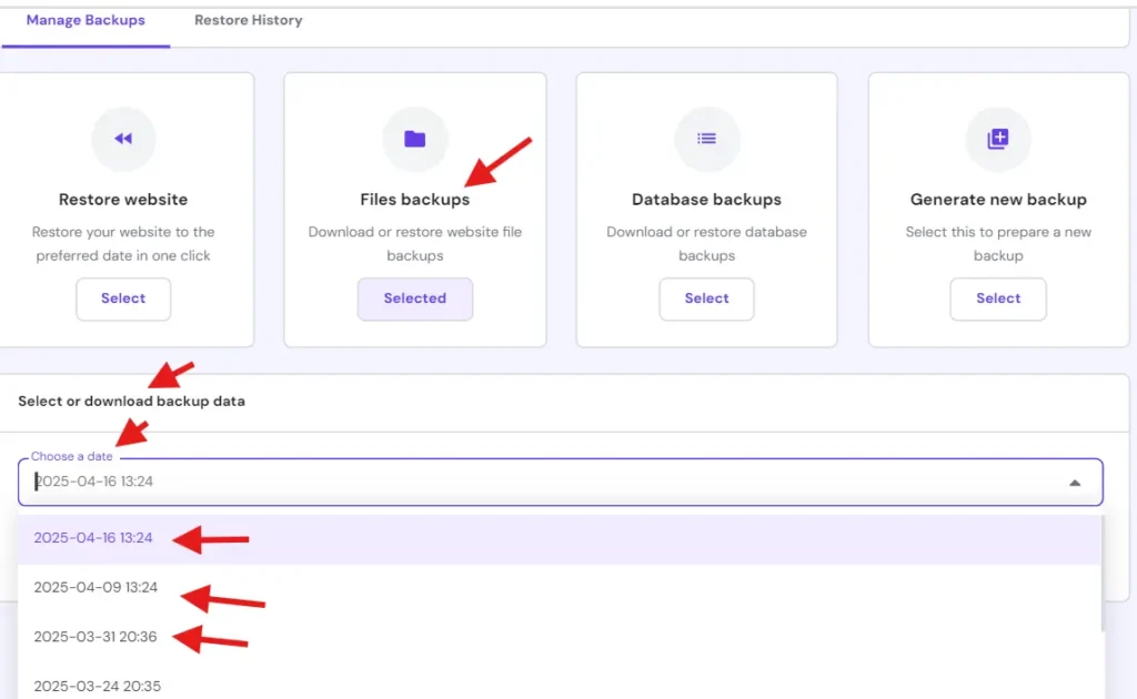 Either Download or restore your website backup