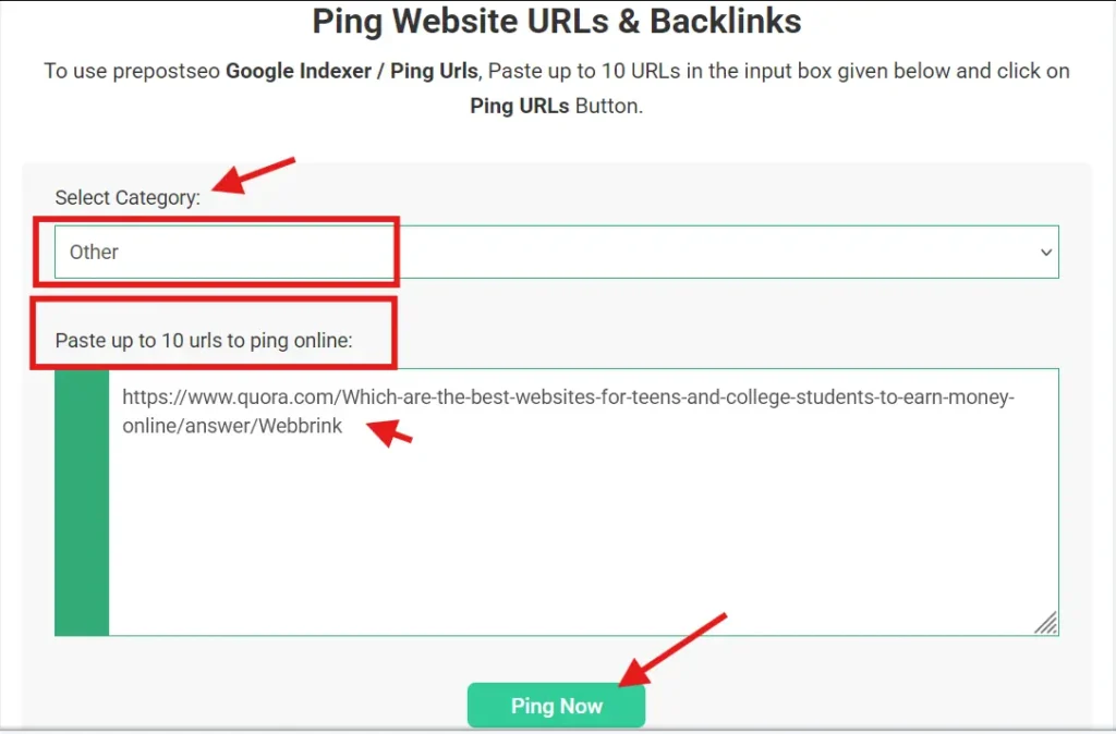 Guide to do Ping Submission on Prepostseo site