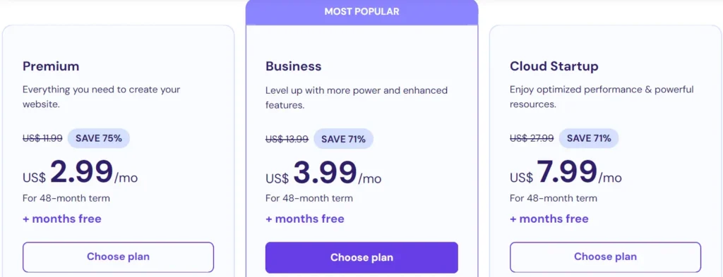 Hostinger Hosting Plans