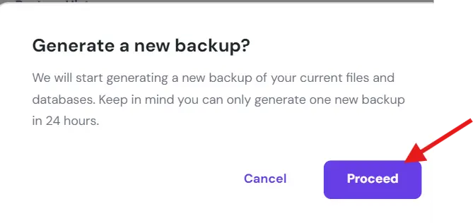 Proceeding to Generate Hostinger backup