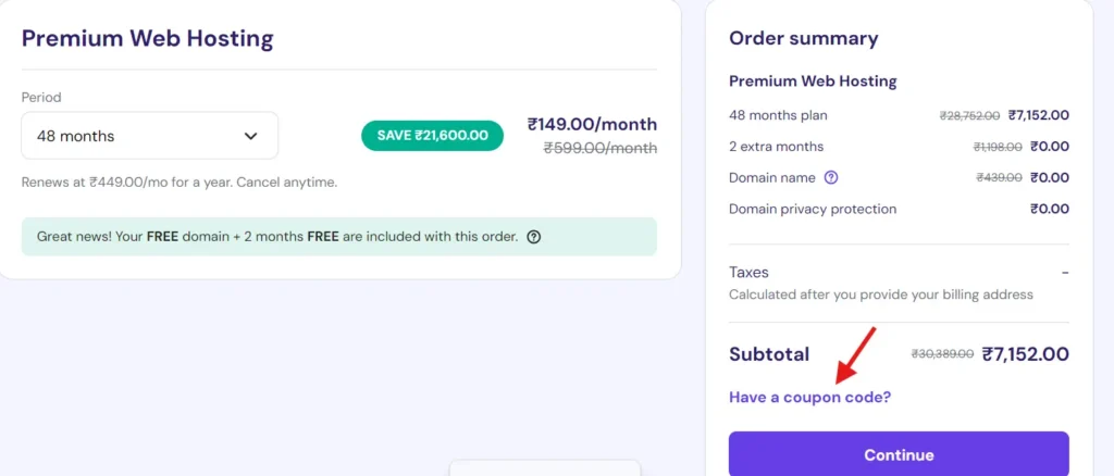 click on Have a coupon code