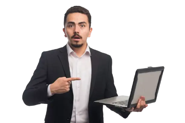 A shocked Mam having a Laptop